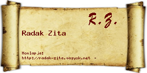 Radak Zita névjegykártya